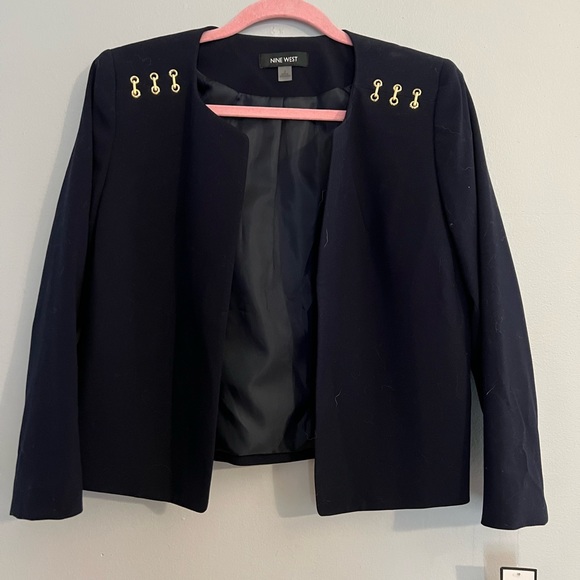 Nine Wear Size 2 navy blazer with gold hardware. New with tags.